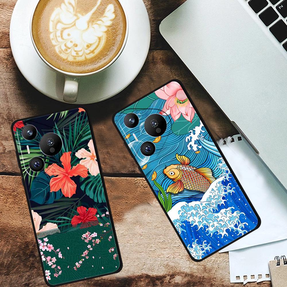 Чехол для телефона Huawei Pura 70 Pro с рельефной текстурой в стиле ретро - Мягкий цветной стиль