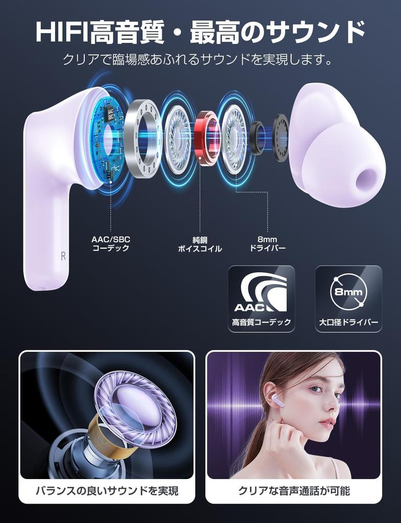 [Bluetooth-наушники Модель 2025 года] Bluetooth 5.3, Быстрая зарядка Type-C, Светодиодный индикатор заряда батареи, Стабильное соединение, Легкие и компактные беспроводные,
