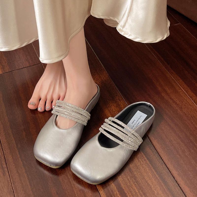 Baotou Half-slipper French Flat Single Shoes for Women Spring and Summer Cool Drag Mules