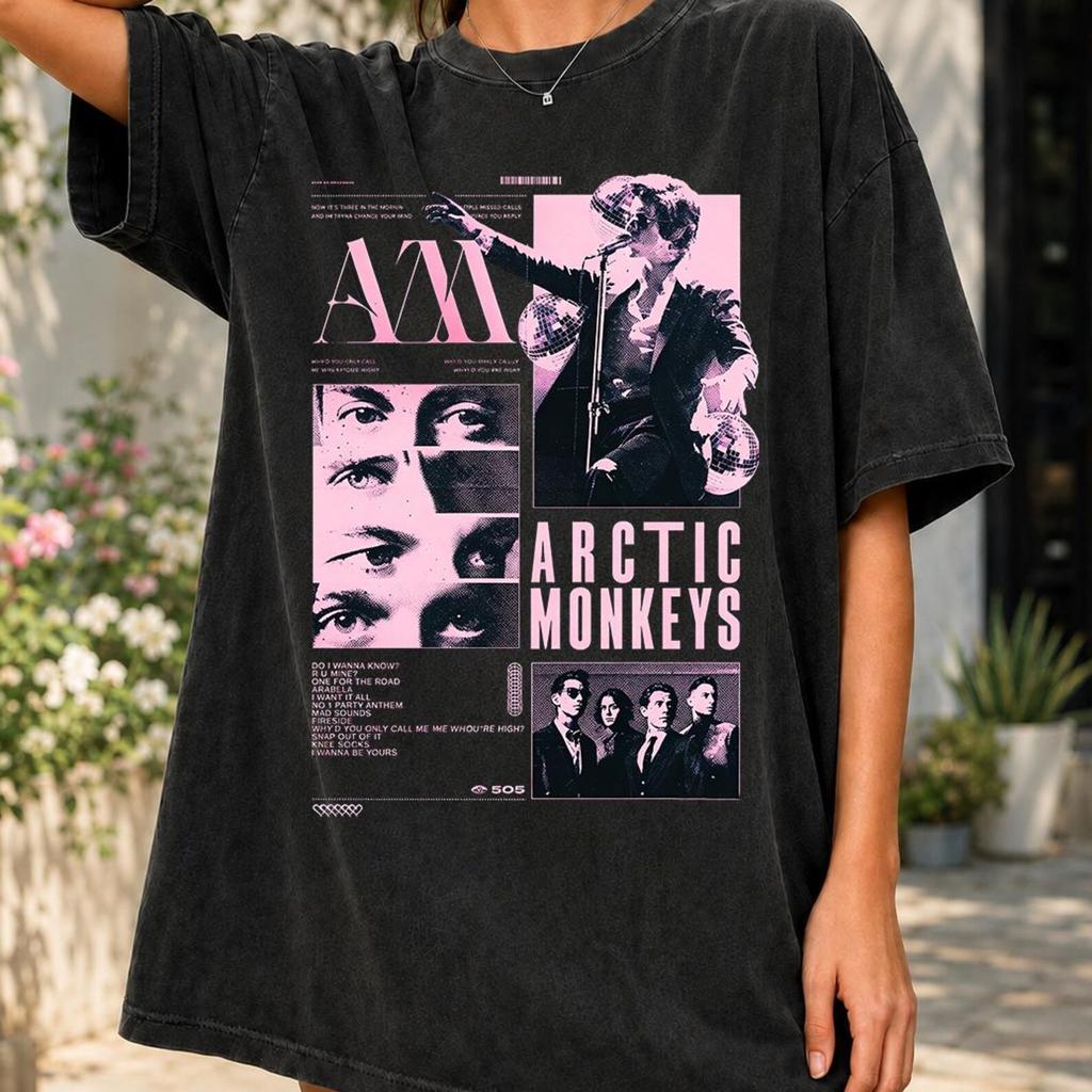 Футболка Arctic Monkeys и детская футболка, футболка с графикой группы AM, подарок для фаната инди-рока, оверсайз унисекс футболка винтажной стирки