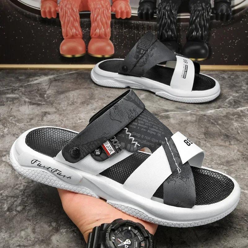 Летние мужские тапочки пляжные сандалии мужские 2024 оригинальные брендовые туфли удобные мужские сандалии мужские кожаные сандалии сандалии для мальчика