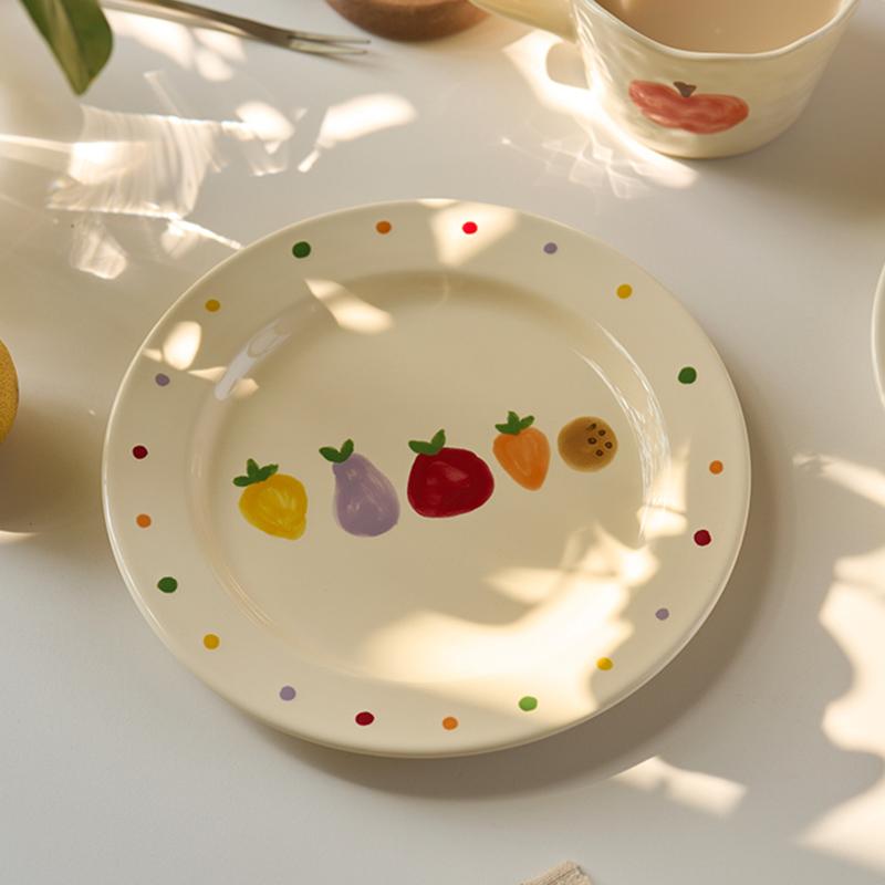 Расписанные вручную керамические тарелки для овощей, элитная кондитерская, послеобеденный чай, кофейная чашка, вкусные блюда, бытовая посуда