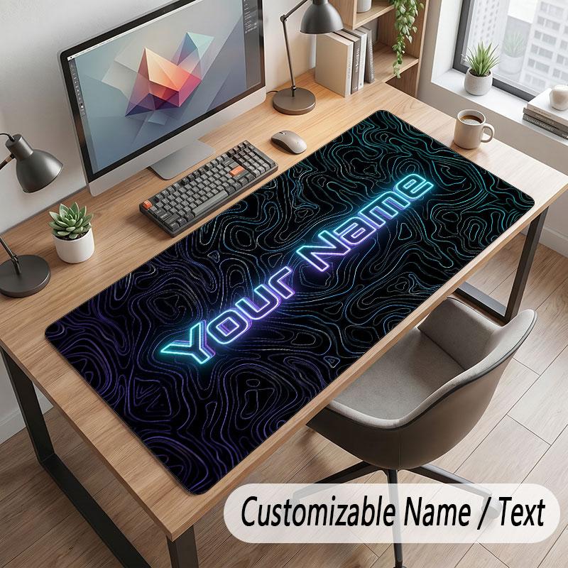 Abstract Geometric Theme Customized Mouse Pad Personalized Print Name Text Desk Mat For Home Office Table Decor