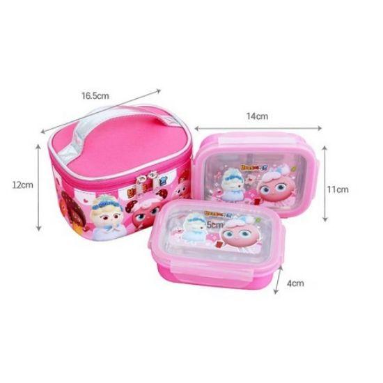Bread Barbershop Kids Stainless Steel 2-Tier Lunch Box with Bag Set