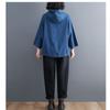 Women's Spring and Autumn Retro Denim Hooded Sweater Loose Pocket Hoodie Jacket