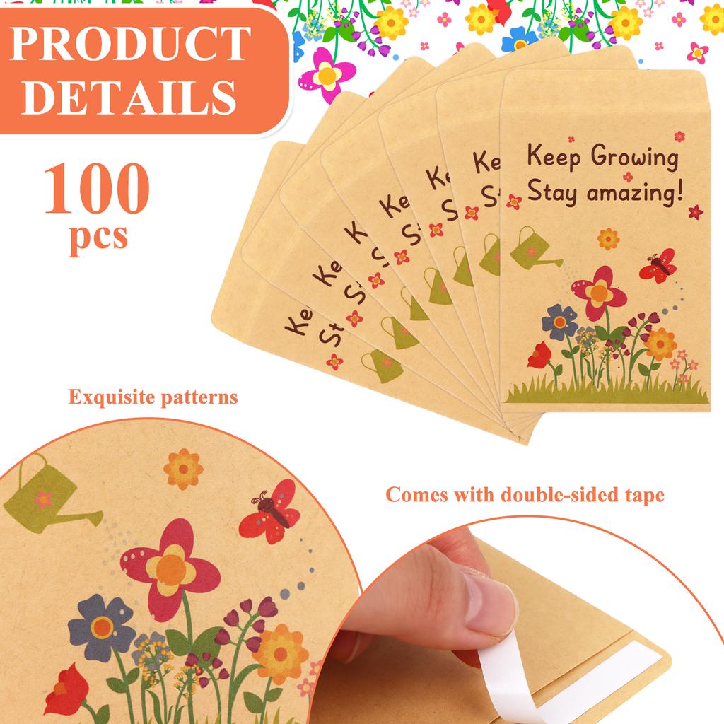 100 Pcs Teacher To Student Wildflower Seed Packets Not Included Seeds Keep Growing Stay Amazing Personalised Mini Paper Packets