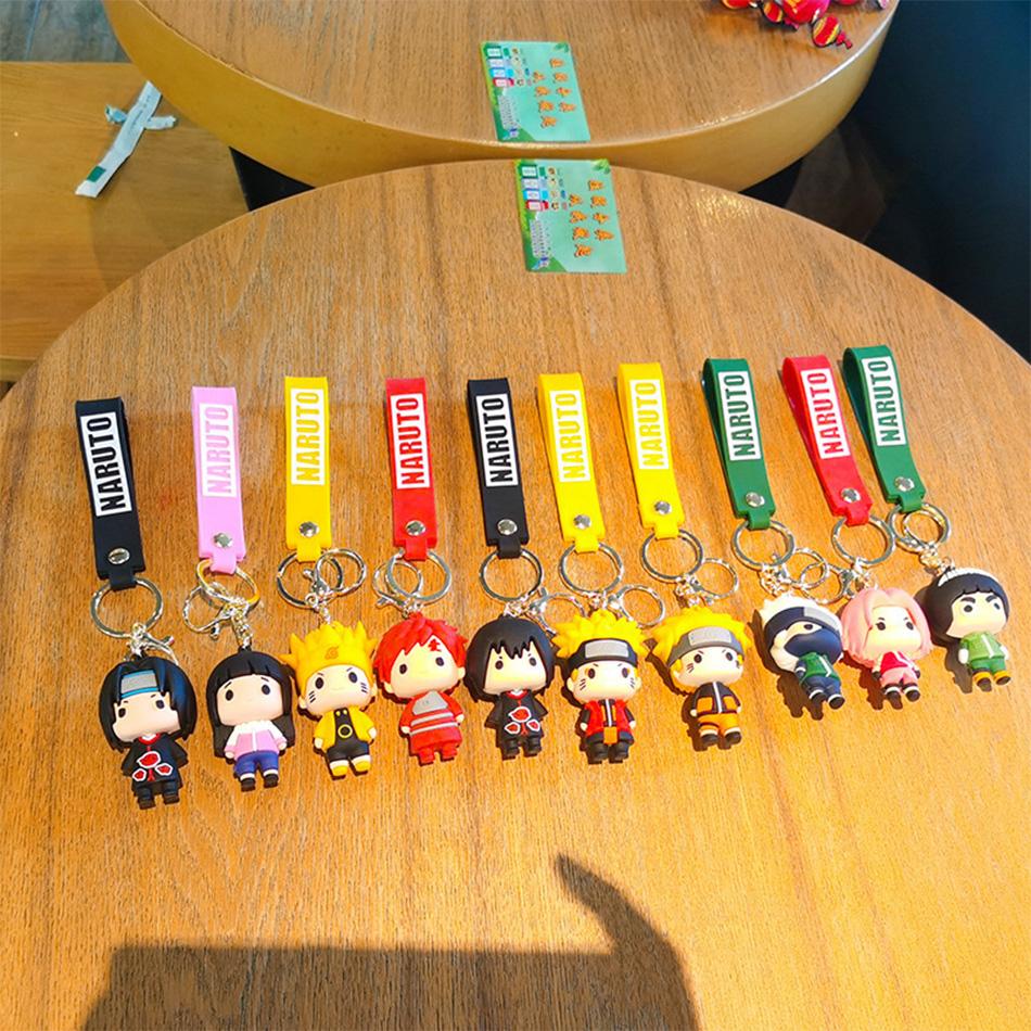 Аниме Наруто Брелок Модное Украшение Мультяшная Фигурка 7см ПВХ Брелок Узумаки Какаши Фигурки Действия для Мужчин Женщин Подвеска на Сумку