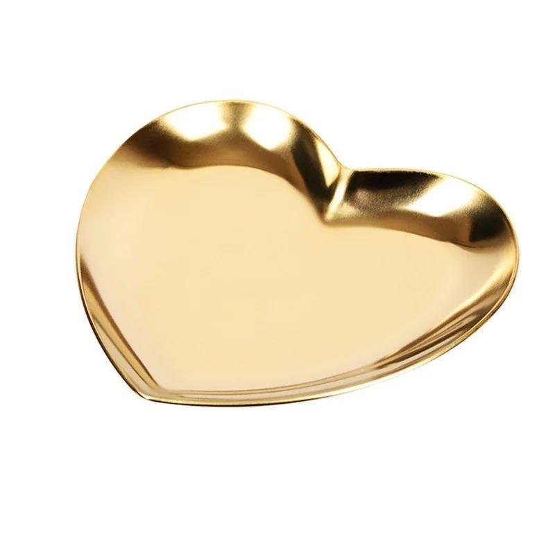 Heart Shaped Jewelry Serving Plate Metal Tray Storage Decoration Ornaments Arrange Fruit Tea Tray Home Decoration