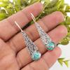 Blue Copper Turquoise Handmade Gemstone Earrings, 925 Solid Sterling Silver Earrings Antique Jewelry, For Wedding Gift