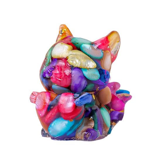 Фигурка лисы из натурального камня с девятью хвостами, позитивная целебная энергия, вырезанная вручную, цветная, искусственная хрустальная статуэтка в виде сердца любви, животное