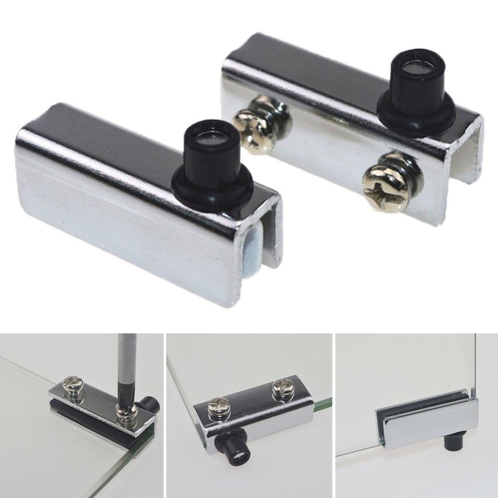 2pair Flush-fitting Glass Door Hinges Shaft Hinge Glass Clip Durable Glass Pivot Hinge  Cabinet