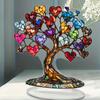 Yousheng Heart Tree Ornament Desktop 2D Flat Acrylic Decoration Multi-Color Love Hearts Tree with Base for Home Table Decor Valentine's Day Gift