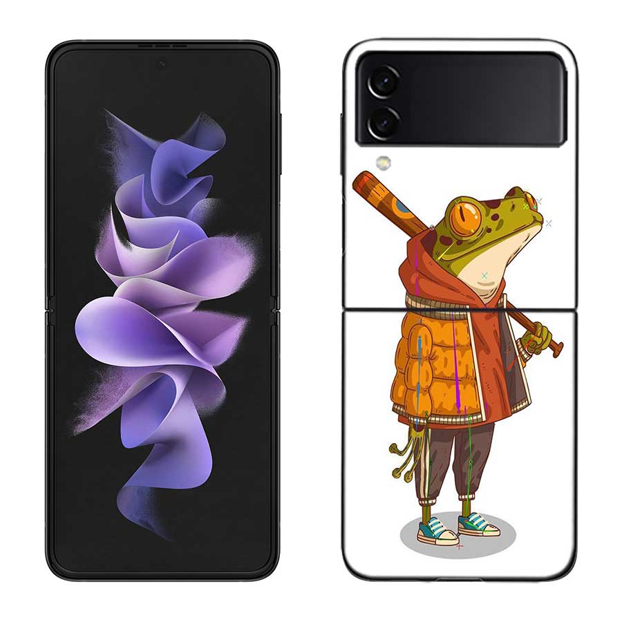 Милый Мышь Аксолотль Лягушка Волшебник Чехол для Телефона Для Samsung Z Flip 7 6 5G Galaxy Z Flip 5 4 3 Черный Жесткий Чехол Роскошный ПК Корпус C