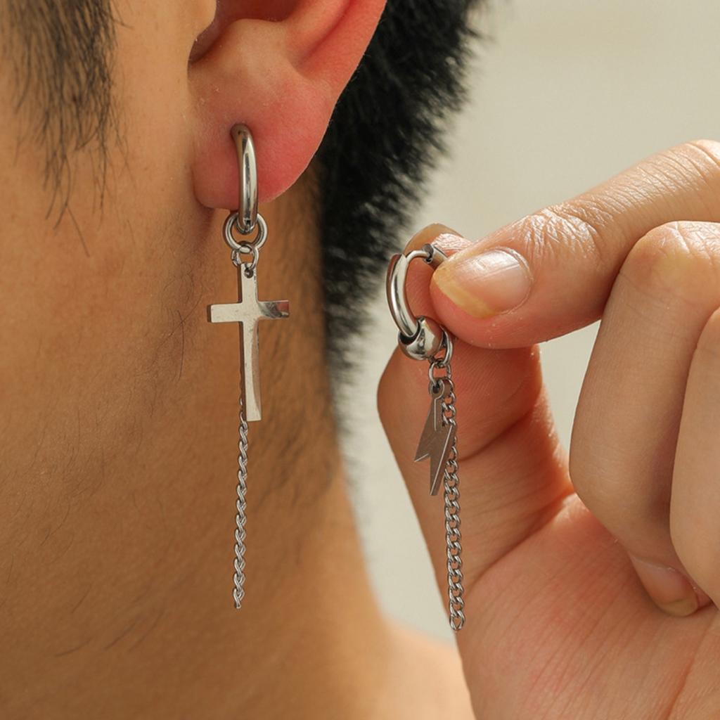 2PC Fashion Men's Personality Rascal Handsome Irregular Earrings Zircon Accessories Suitable for Date, Party, Festival Gifts