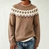 Womens Crew Neck Colorblock Knit Sweater Loose Fit Casual Pullover With Geometric