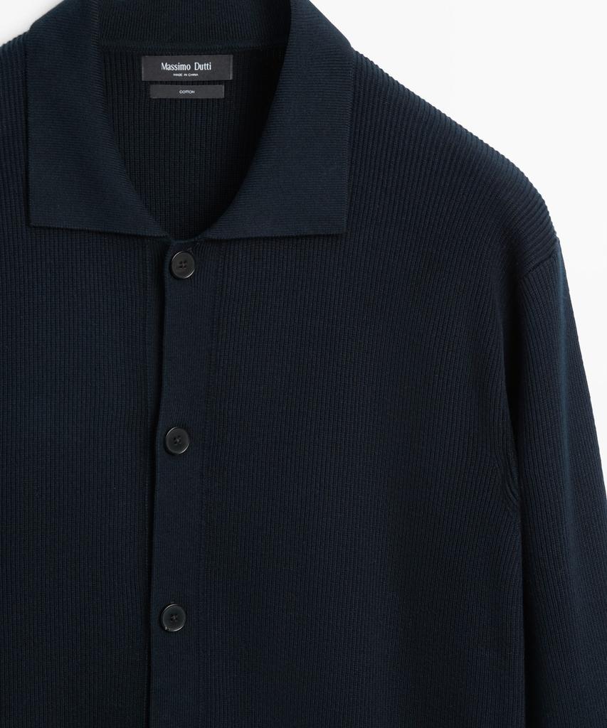 Мужской вязаный кардиган с воротником-поло Massimo Dutti, 100% хлопок