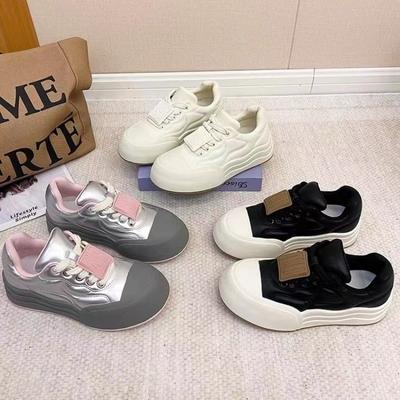 Женские кроссовки на шнуровке, повседневная спортивная обувь, персонализированные разноцветные вулканизированные туфли с толстой подошвой, кроссовки для бега на открытом воздухе, женские