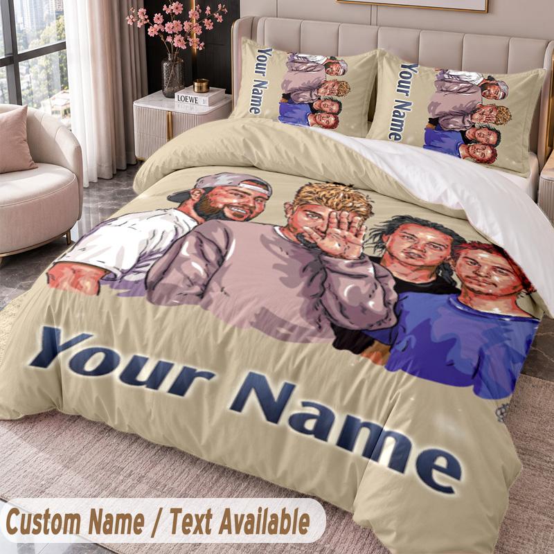 Custom Name Text 3Pcs Bedding Set Deftones Duvet Cover And Two Pillowcases