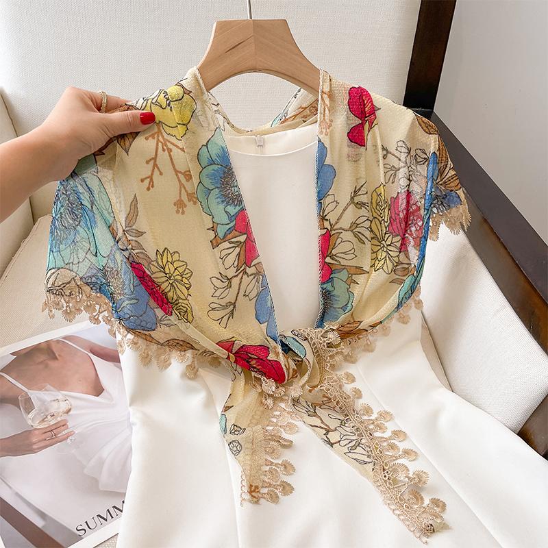 Women Tassel Wrap Shawl Flower Lace Scarves Lady Fashion Wedding Headscarves Female Spring Summer Photo Props Accessories