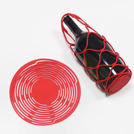 Многофункциональная сетчатая подставка Силиконовый держатель для винных бутылок Ручная сетчатая корзина Расширяемый держатель для напитков для бутылок фруктов горячих блюд