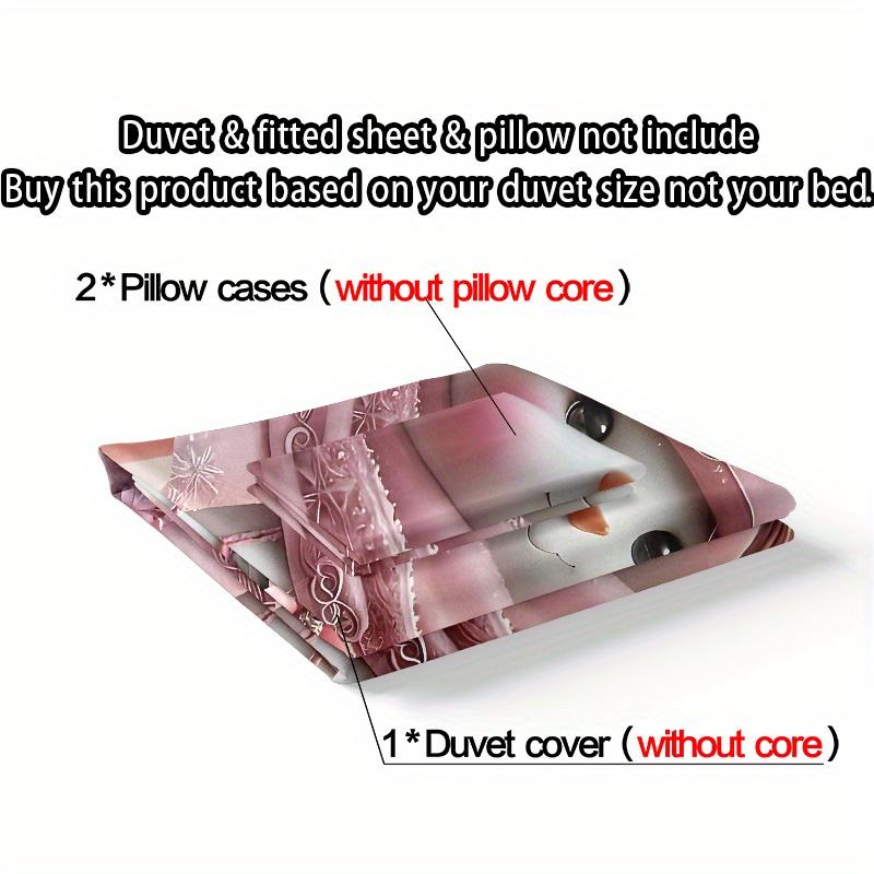 Набор постельного белья «Зимний снеговик» из 3 предметов - Мягкое розовое и пастельно-розовое покрывало с застежкой-молнией, Всесезонный, машинная стирка, полиэстер