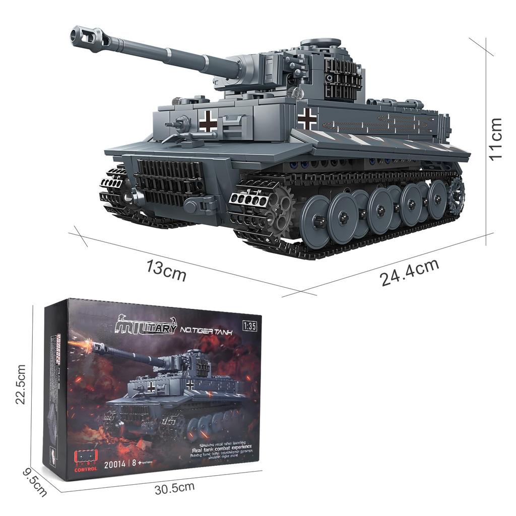 Mold King 20014 MOC Technology Tiger Tank Building Blocks Remote Control Technology Transport Vehicle Tank Building Blocks Kit with Electronic