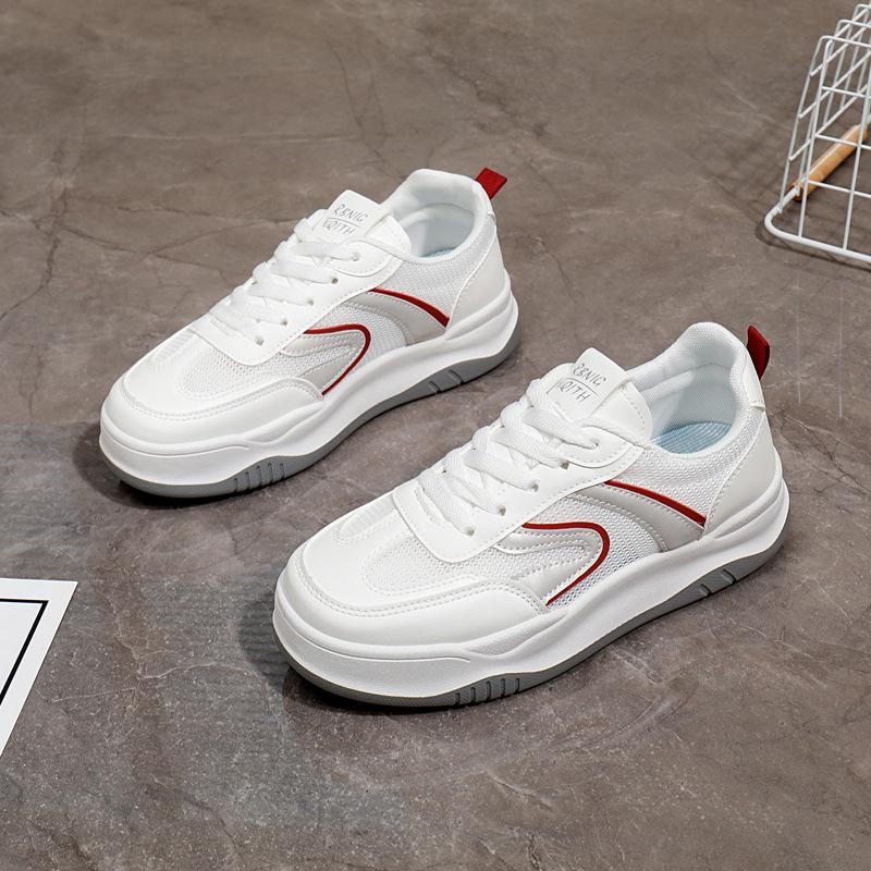 Женская обувь 2025 Весна Осень Новые Удобные Увеличение роста Шнуровка Прошивка Повседневная обувь Дышащие Сетчатые Кроссовки на платформе