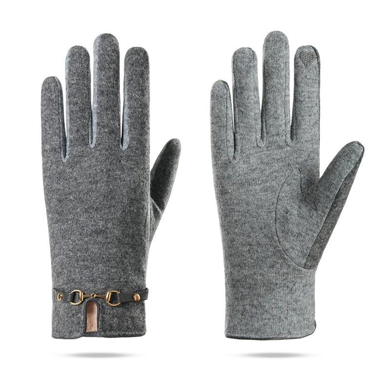 Warm Gloves Women's Autumn and Winter Cashmere Thickened Windproof and Cold-proof Touch Screen Outdoor Driving Riding Gloves