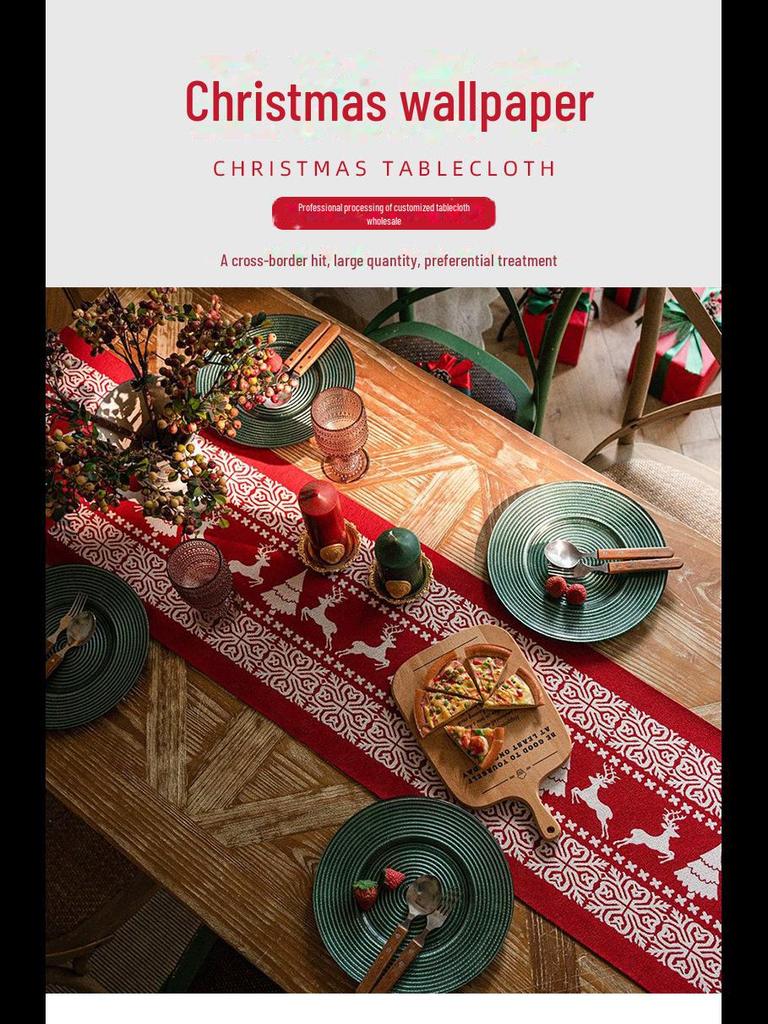 Комплект скатертей и дорожек в скандинавском рождественском стиле