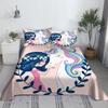 Multi Colored Unicorn Bed Sheet 3D Printed Cartoon Polyester Bed Sheet with Pillowcase, Children's Bedding Gift Set In Full Size