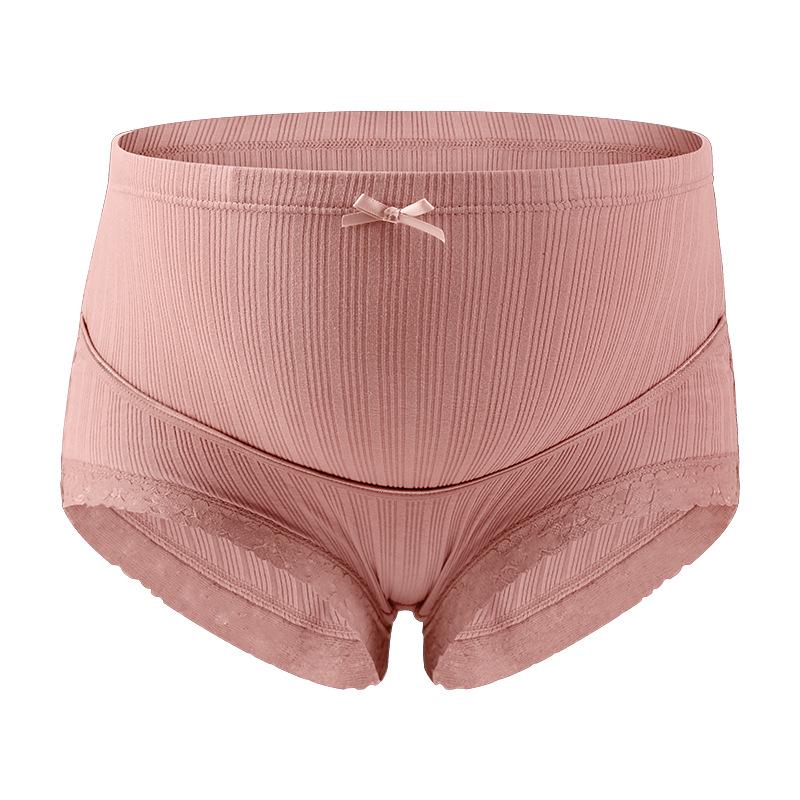 Дышащие трусики для беременных больших размеров с высокой талией, кружевной отделкой и регулируемой ребристой поддержкой живота