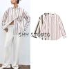 Spring New Women's Clothing Lapel Long Sleeves Loose Poplin Stripes Shirt 2262115 2262116