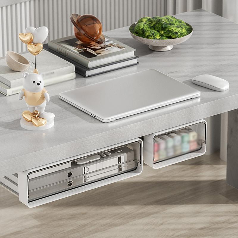 Large Capacity Under Desk Drawer Under Desk Storage Box for Desk Dormitory Home Organizer Punch Free Hanging Storage Box