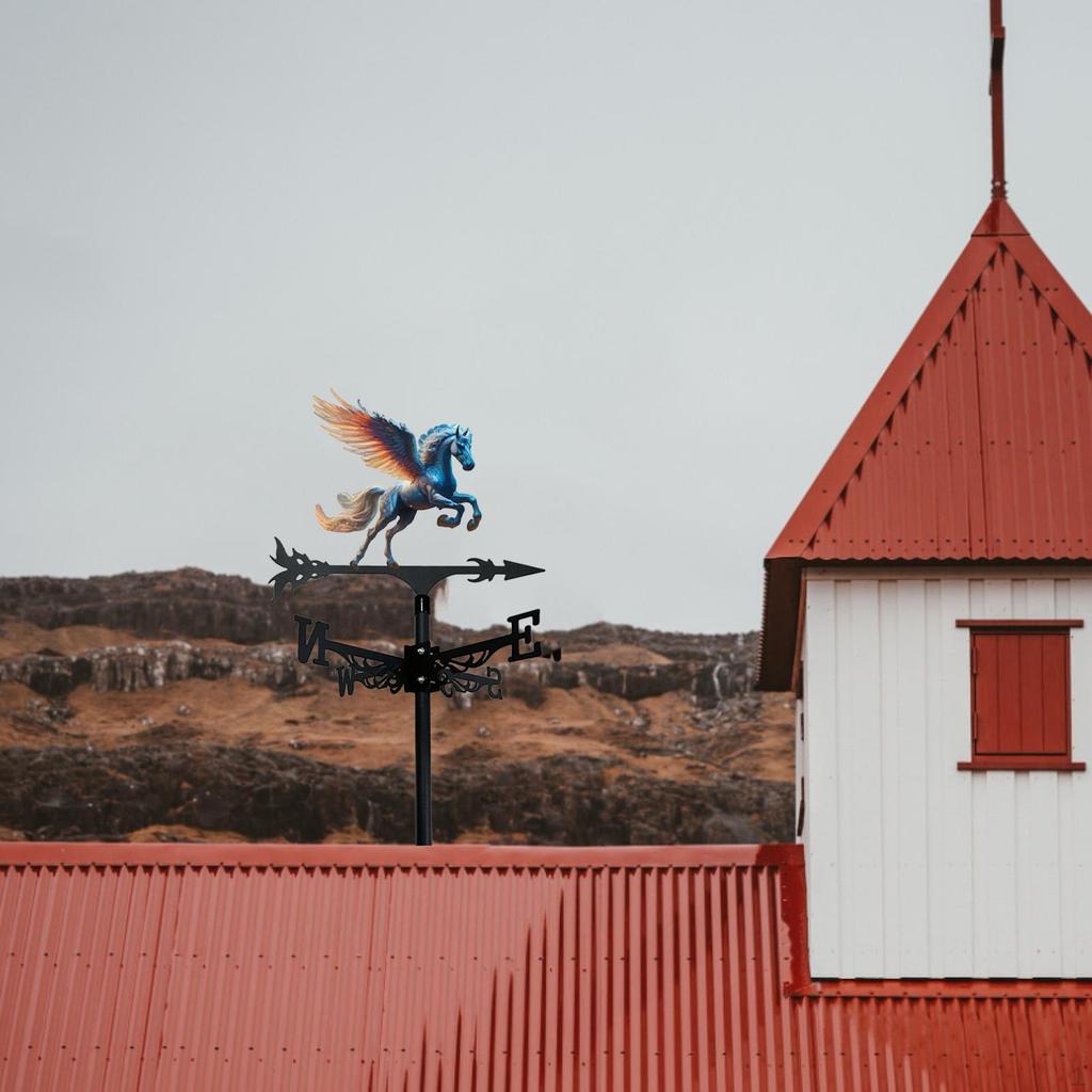 Metal Horse Weathervane Animal Wind Vane Retro Design Decorative Weather Iron Art Ornament for