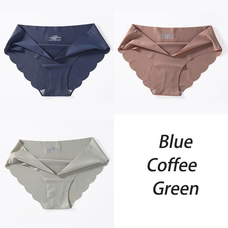 3PCS/Set Seamless Silk Women's Panties Briefs Women Underwear Female Underpants Comfortable Silk Panty Sexy Woman Lingerie M-XL