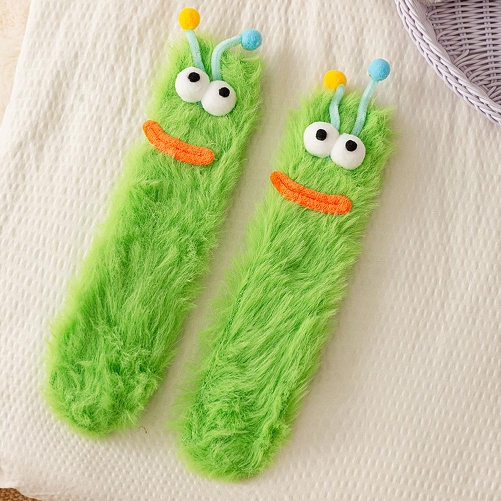 1 Pair Funny Ugly Cute Socks With Big Eyes Autumn Winter Plush Floor Socks Couple Sleep Sock Fuzzy Socks Christmas Gifts
