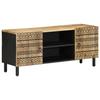 VidaXL TV Cabinet Black 105x33.5x46 Cm Solid Mango Wood Raw, TV Bench, Hi-fi Cabinet, Entertainment Center, TV Buffet, 4018628