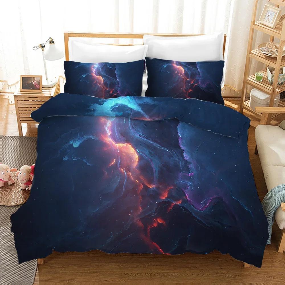 Starry Sky Duvet Cover Set Microfiber Outer Space Theme Comforter Cover Teens Boys Quilt Cover 3D Starry Sky Series Bedding Set