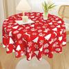 Christmas Red Tablecloth with Holiday Prints 150cm Round Polyester Tablecloth Stain-Resistant & Fade-Proof Dinner