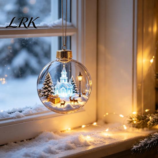 Светящиеся ornaments Зимней Страны Чудес, 3D Акриловый Рождественский Шар-Шар из Искусственного Хрусталя, Светящаяся Сцена с Оленем и Санями, Елочные Шары, Снежное Подвесное Украшение