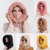 Women Knitted Cashmere Fur Cap Russia Mask Set Outdoor Ski Windproof Hat Warm Hooded Winter Thick Plush Fluffy Beanies