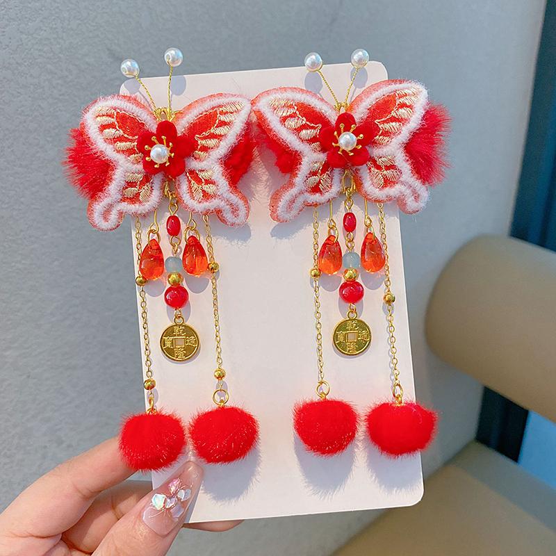 Китайский стиль Детские новогодние заколки для волос Kawaii Cheongsam Hanfu аксессуары для волос Косплей Шарик для волос Заколка для волос