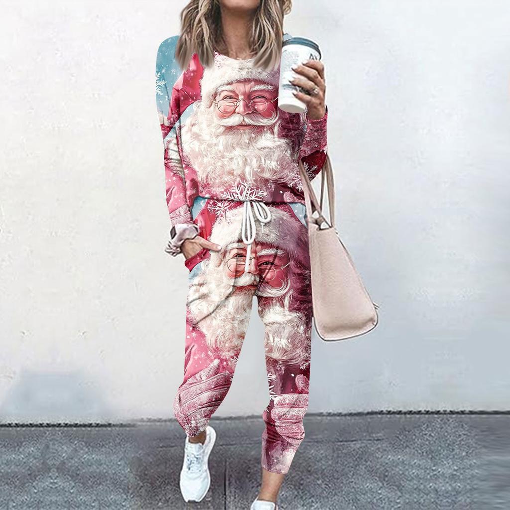 Наборы для женщин, комплекты из 2 предметов, рубашки с длинными рукавами и круглым вырезом, спортивные штаны на шнурке, карманные комплекты