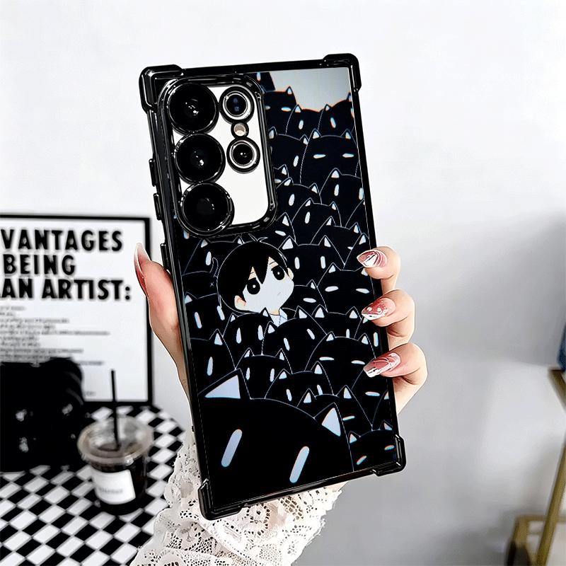 O-Omori Cartoon Game Plating Phone Case For Samsung Galaxy S24 S25 FE S26 Edge S23 Ultra S22 S21 Plus S20 Anti-Fall Airabag Cove
