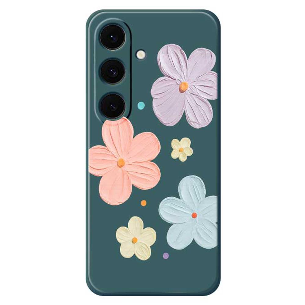 For Samsung Galaxy S25 FE Case Four Color Flowers Pattern Printing Straight Edge TPU Phone Back Cover