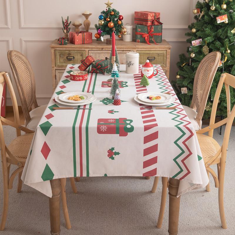Обработка Индивидуальная Рождественская Печать Бахрома Геометрическая Прямоугольная Скатерть Скатерть для Кофейного Столика