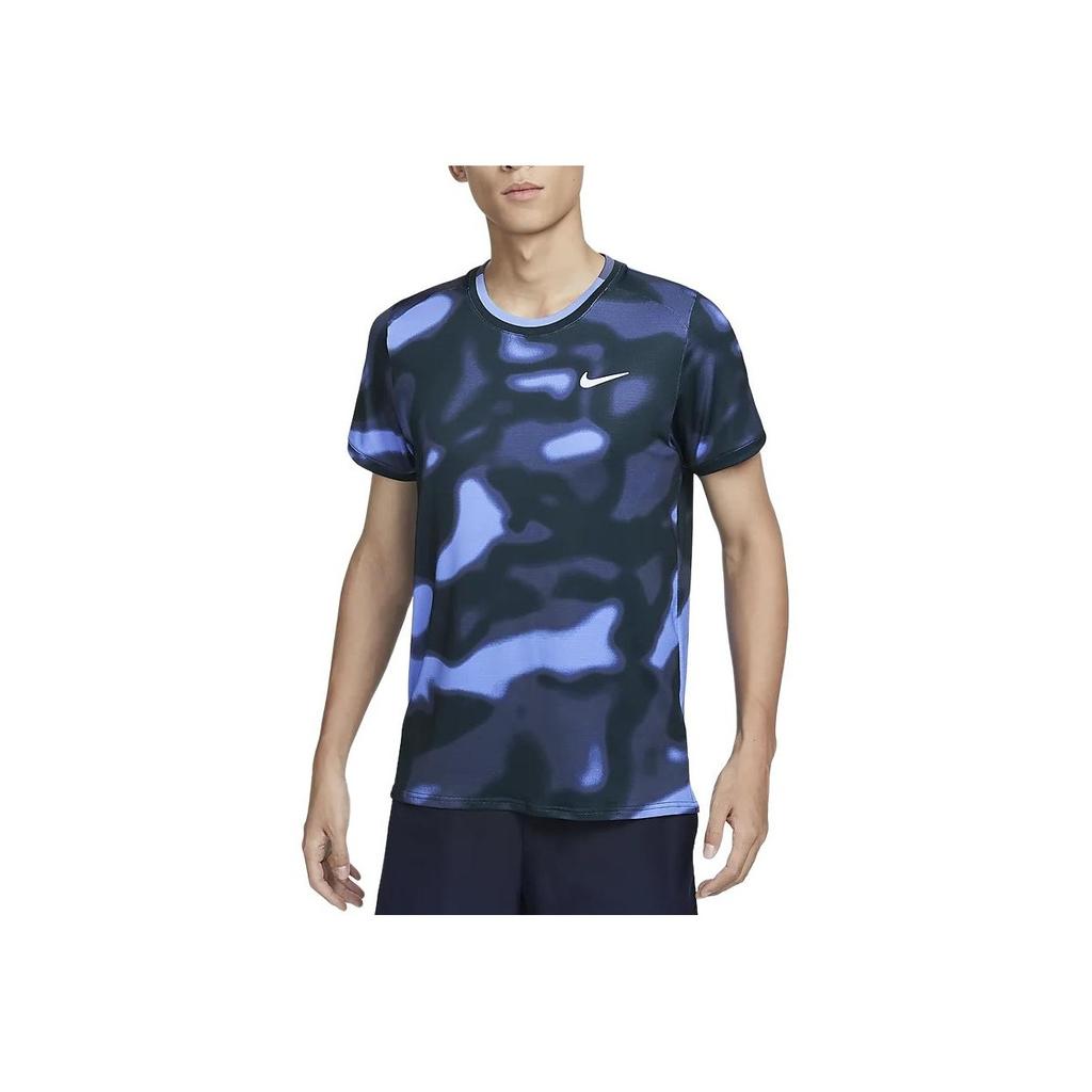 Nike Dri-Fit Повседневная Круглая горловина Быстросохнущая футболка с коротким рукавом Мужские топы Синий Черный FQ2109-494