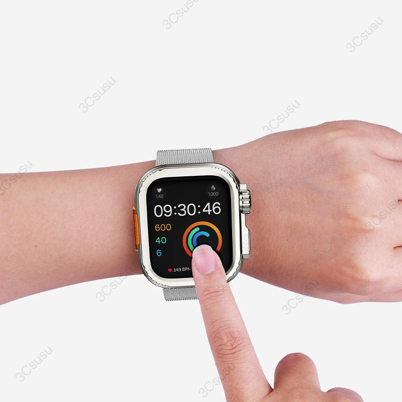 Металлический бампер для Apple Watch 45 мм, 44 мм, защитная рамка для iWatch Series 9, 8, 7, 6, 5, 4, SE, замена на Ultra 2, 49 мм