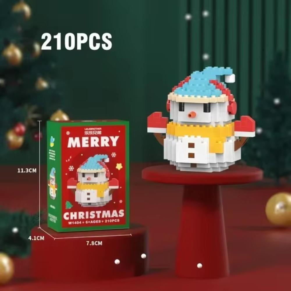 2pcs Santa Claus Figure Assembling Bricks Reindeer Puzzle Christmas Doll Ornament New Year Gift
