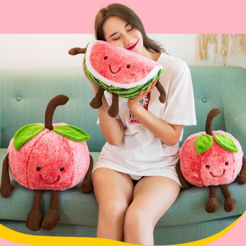 Cartoon Cherry Expression Plush Pillow Cute Fruit Stuffed Toy For All Ages 35cm 50cm 60cm